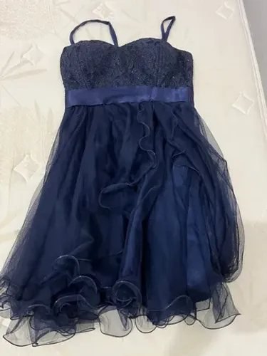 vestido festa azul marinho