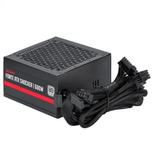 Fonte ATX 600W Real PFC Ativo 80 Plus White Pcyes Shocker - 3 Anos de Garantia - WZetta