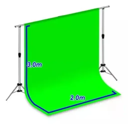 Suporte com fundo infinito e tecido verde 