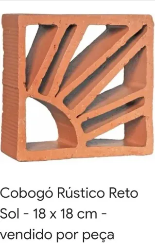 Cobogó Rústico Reto Sol - 18 x 18 cm