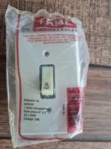 5 Pulsador de Embutir 1 Tecla Campainha FAME
