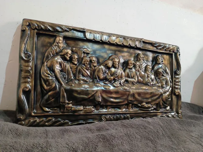 Quadro em alto relevo - A Última Ceia
