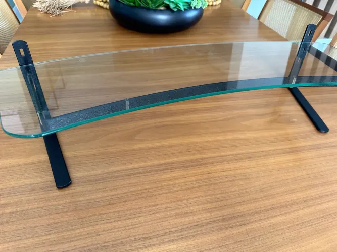 Suporte para 2 Monitores Executive - Preto / Vidro Incolor (Regulável)