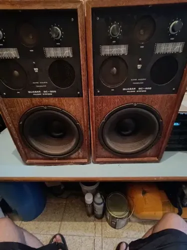 Caixa antiga de som quasar qc 500 com manual