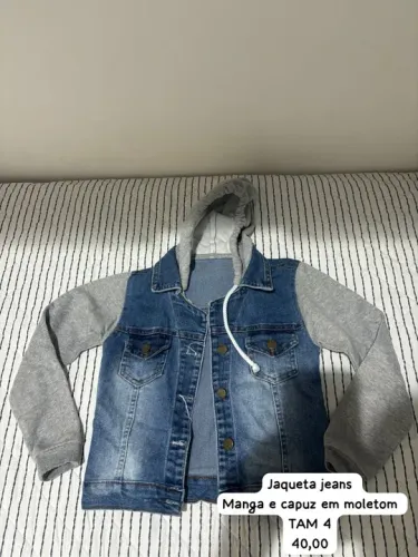 Jaqueta Jeans com Capuz Moletom - Tam 4