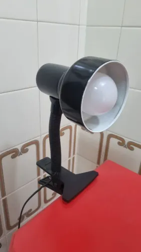 Antiga Luminaria de Mesa com Clip 26 cm Preta
