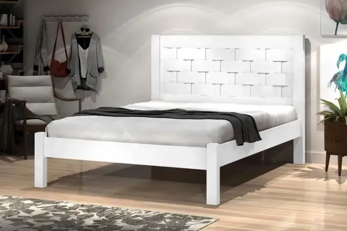 Cama Casal Laila Branco.Branco J A Moveis Black Friday