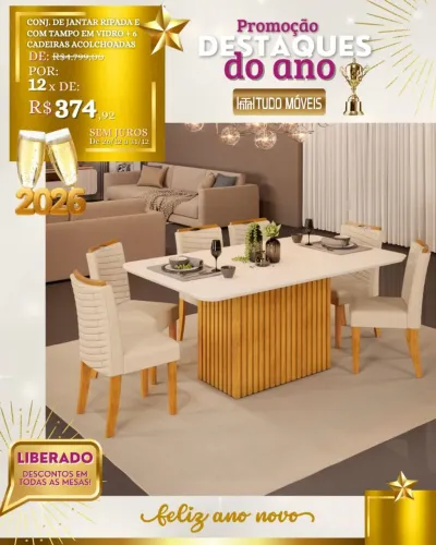 SALA DE JANTAR CANES<br>De R$4.799,00<br>Por R$4.499,00