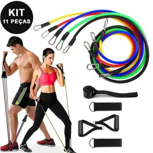 Kit 11 Peças Elástico Extensor Exercícios.