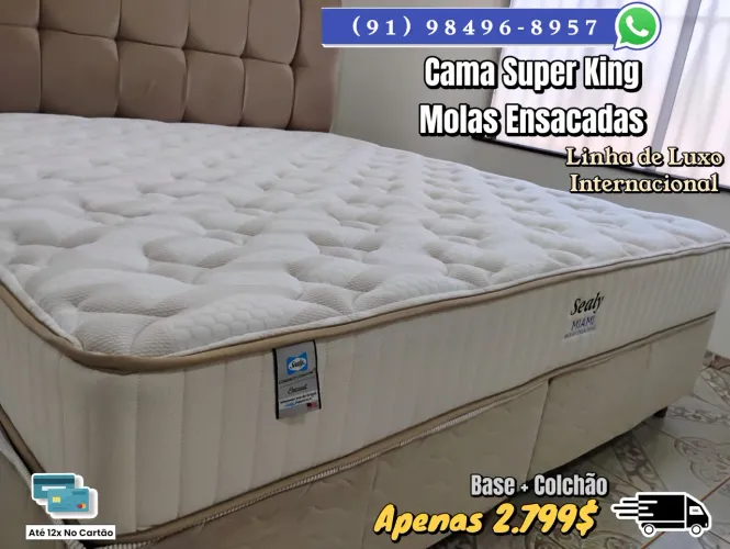Cama Super King Molas Ensacadas Miami Sealy Plumatex - Linha de Luxo Internacional