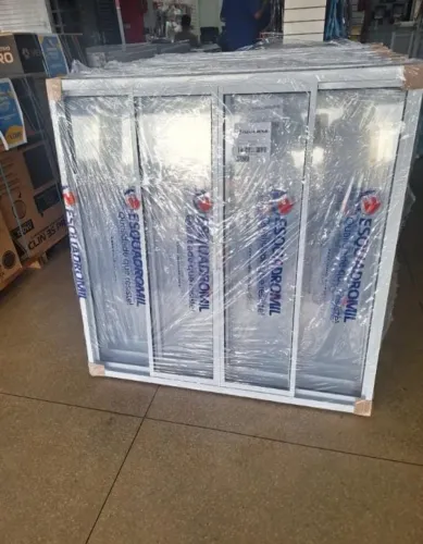 Estilo blindex janela alumínio branca 4 folhas 1.0x1.0 a vista R$399,90