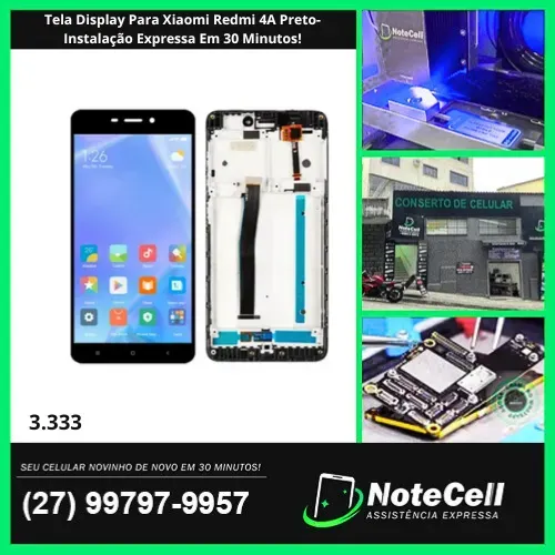 Tela Display Para Xiaomi Redmi 4A Preto- Instalação Expressa Em 30 Minutos!