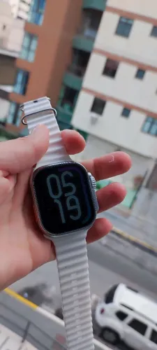 Smartwatch ultra t10 branco pulseira extra preta lisa 