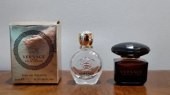 Frascos VAZIOS MINIATURAS perfumes Versace Crystal Noir e Eros 5 ml