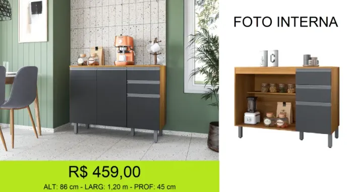 Balcão com tampo reforçado mega versátil temos a pronta entrega