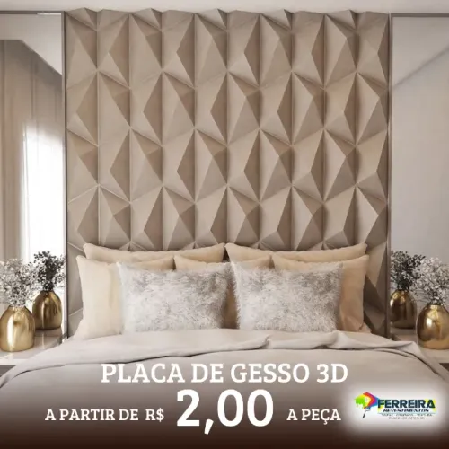 Placa de gesso 3D a partir de R$ 2,00 a peça