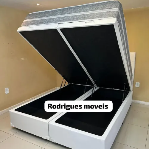 CAMA BOX BAÚ QUEEN SIZE COLHÃO ESPUMA D28 MOLAS ENSACADA 