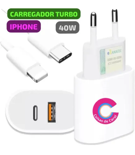 Carregador Completo Turbo 40W IPHONE
