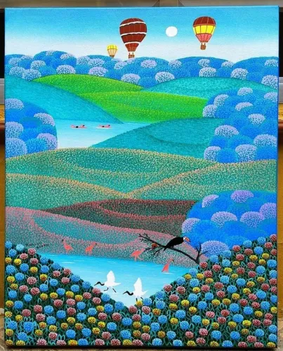 Robson barros tema paisagem com bolões medida 50x40