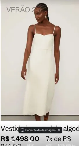 Vestido Animale de Algodão Branco - Novo - Tamanho 38