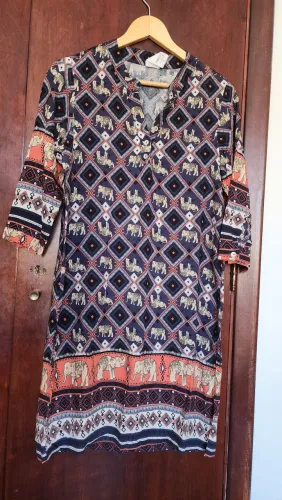 Vestido midi elefante tema indiano