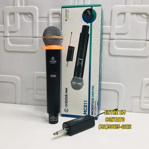 Microfone Unitário Sem Fio Recarregável Receptor de Sinal, Anel Antideslizante, adaptador