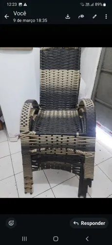 Conjunto de cadeiras 4 cadeiras e uma mesa de centro de fibra de bambu