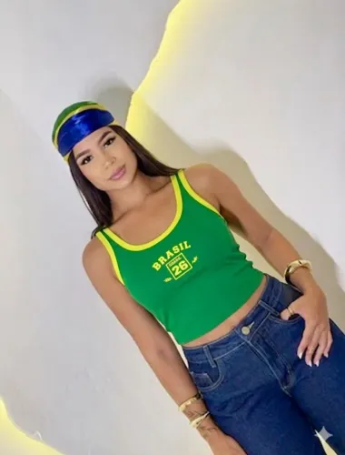 Camisa do Brasil regata canelada feminina 