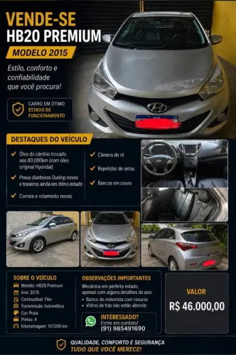 Hyundai HB20 Premium 1.6 Flex 16V Aut. 2015
