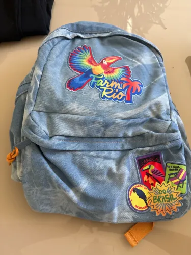 Mochila Xodo Patch Rio Jeans Cor Azul Desenho Do Tecido Liso