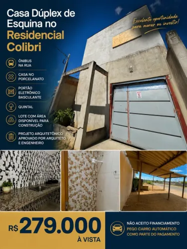 VENDO CASA DUPLEX NO COLIBRI 
