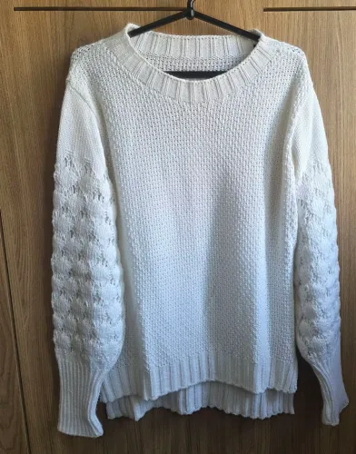 Blusa de fio branco manga longa G