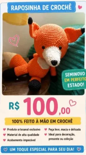 Raposinha amigurumi boneco artesanal