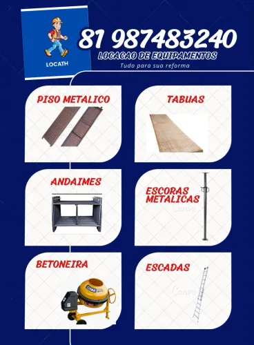 Escoras, tábuas, andaimes etc