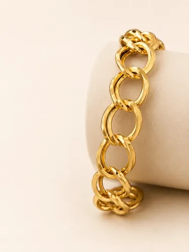 Pulseira Elos Duplos Ovais em Ouro 18k 750