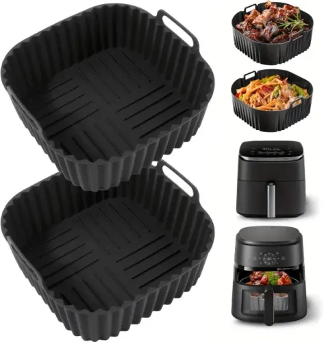 2 forros de silicone para fritadeira a ar de 20 cm, cestas reutilizáveis para airFryer