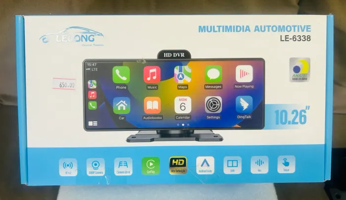 Multimídia Automotiva Espelho Retrovisor 10,26? CarPlay Android Auto + Câmera de Ré