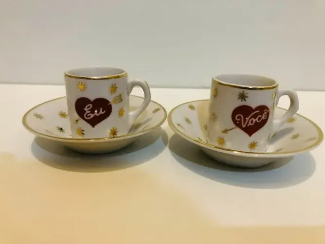 Xicaras De Café Porcelana EU e VOCE Anos 60 Kit 2 Unidades