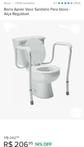 Barra de apoio para vaso sanitário idoso