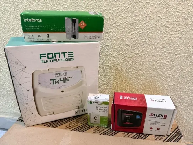 Kit Controle de Acesso Novo ? iDFlex Bio Prox + Fechadura Intelbras + Fonte + Botoeira