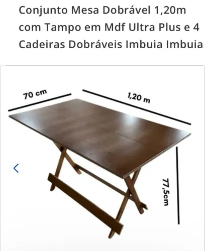 JOGO DE MESA DOBRÁVEL COM 4 CADEIRAS - OPORTUNIDADE!