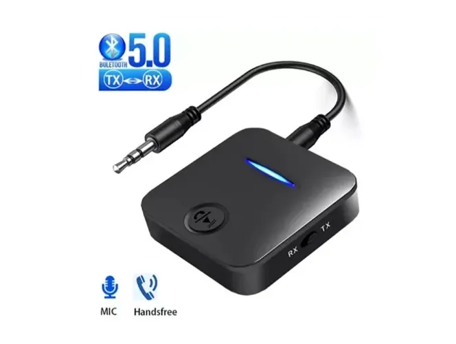 Receptor Transmissor Áudio Bluetooth 5.1 Mais Microfone Para Chamadas  
