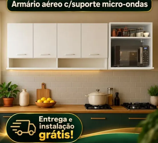 Armário 4 portas+suporte pra microondas 