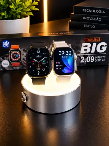Smartwatch t900 ultra 3 BIG DISPONÍVEL NA COR PRETO E PRATA ACOMPANHA 2 PULSEIRAS
