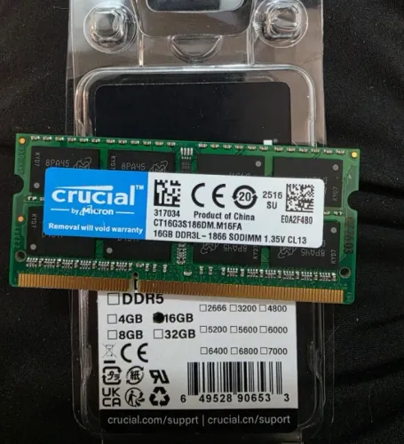 memoria notebook Crucial ddr3 16gb 1866 (1 pente)