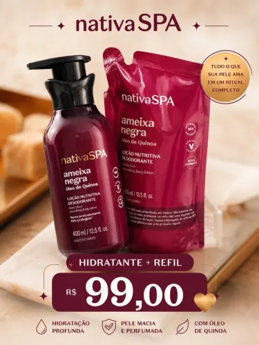 Hidratante o Boticário nativa SPA mais refil