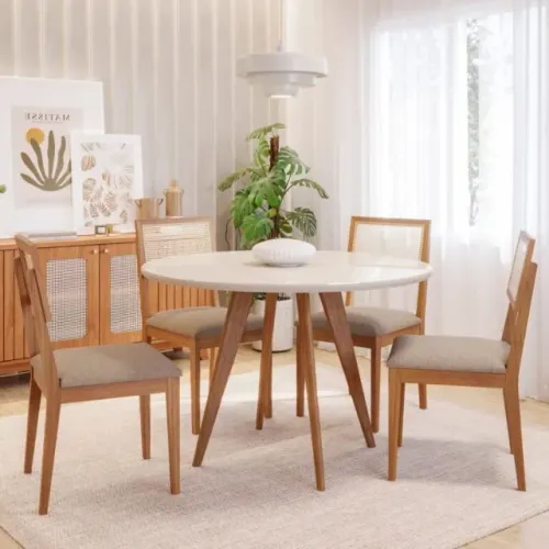 Mesa Redonda Acerola 1,10m com 4 Cadeiras 100% MDF Novo! Pronta Entrega!
