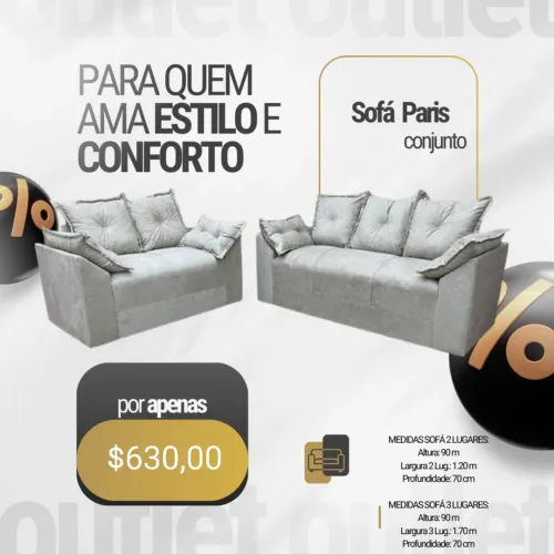 Conjunto sofá Paris 2 e 3 lugares