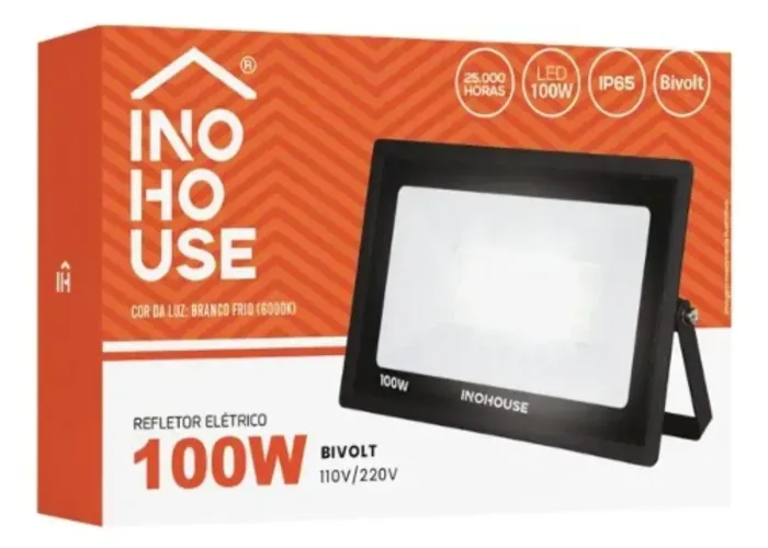 03 Refletores holofote LED 100W Inohouse bivolt prova d'água - Novo na caixa