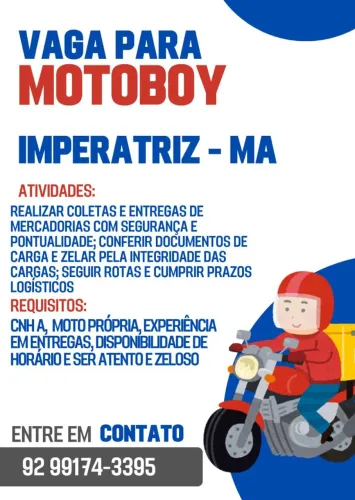 VAGA PARA MOTOBOY- REGIME CLT
